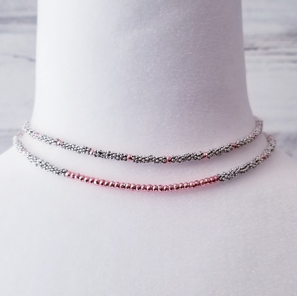 Rose Gold Choker Necklace on a Toggle Clasp - Picture 2 of 6